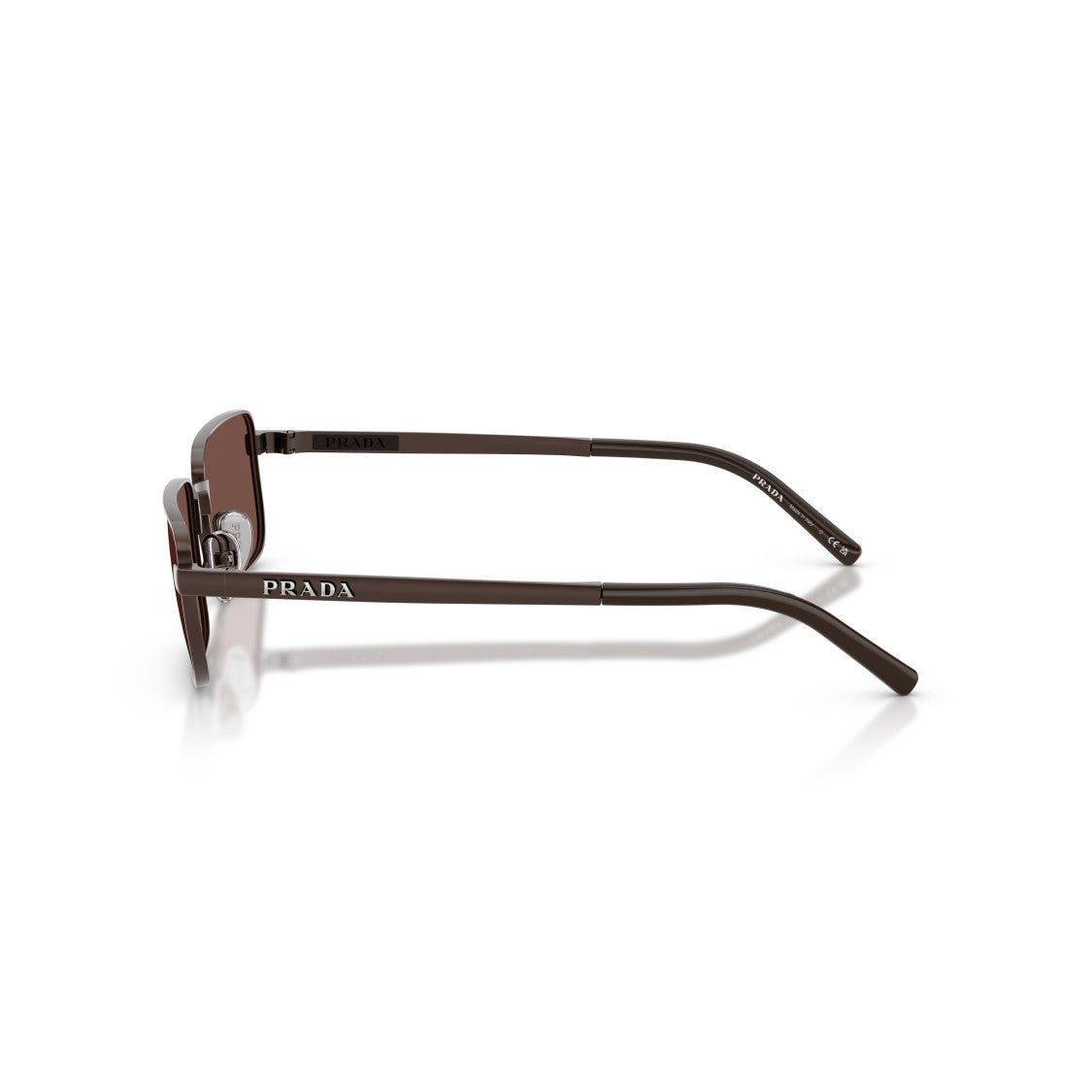 Prada Rectangular Metal Frame Sunglasses With Adjustable Nose Pads