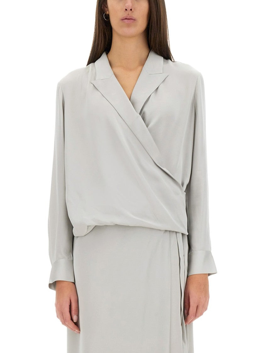Theory Wrap-Style Silk Shirt
