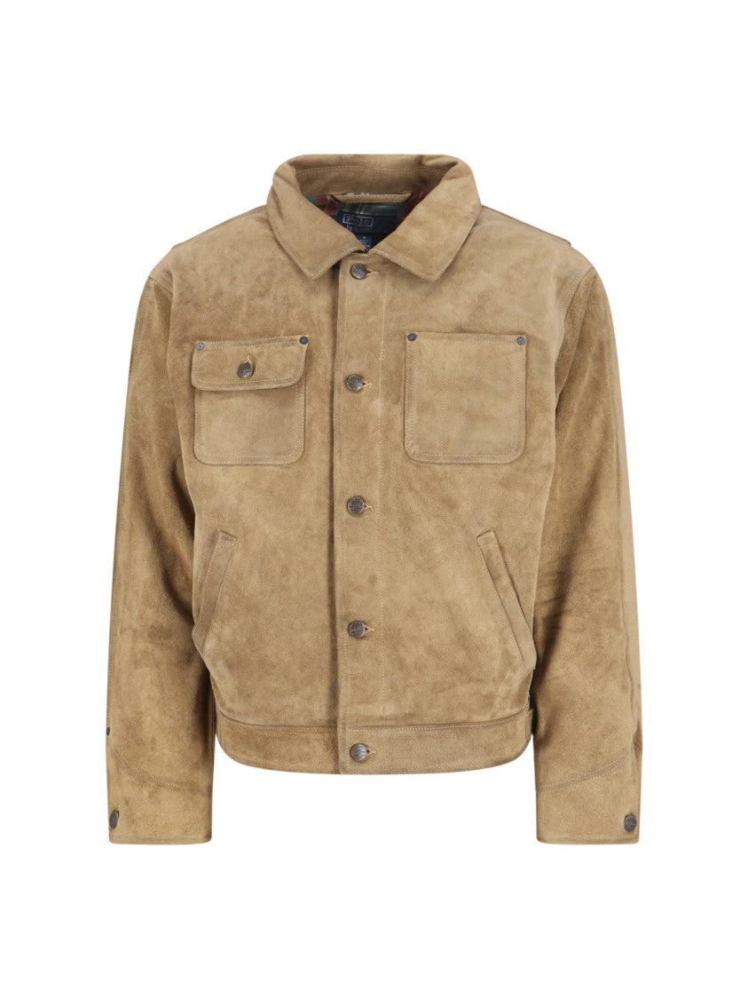 Polo Ralph Lauren Structured Brown Jacket With Front Zipper Closure
