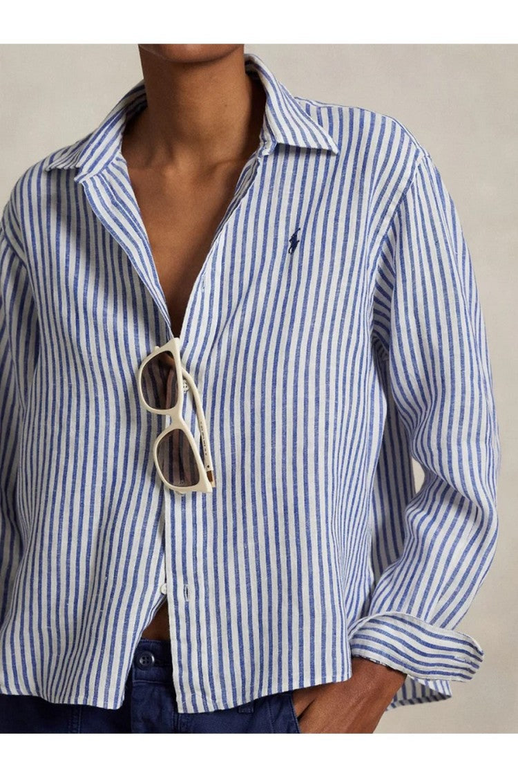 Polo Ralph Lauren Multicolor Striped Linen Shirt With Button-Down Front