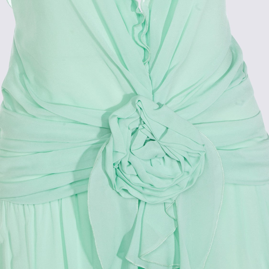 Blumarine Light Green Viscose Maxi Dress With Draped Details