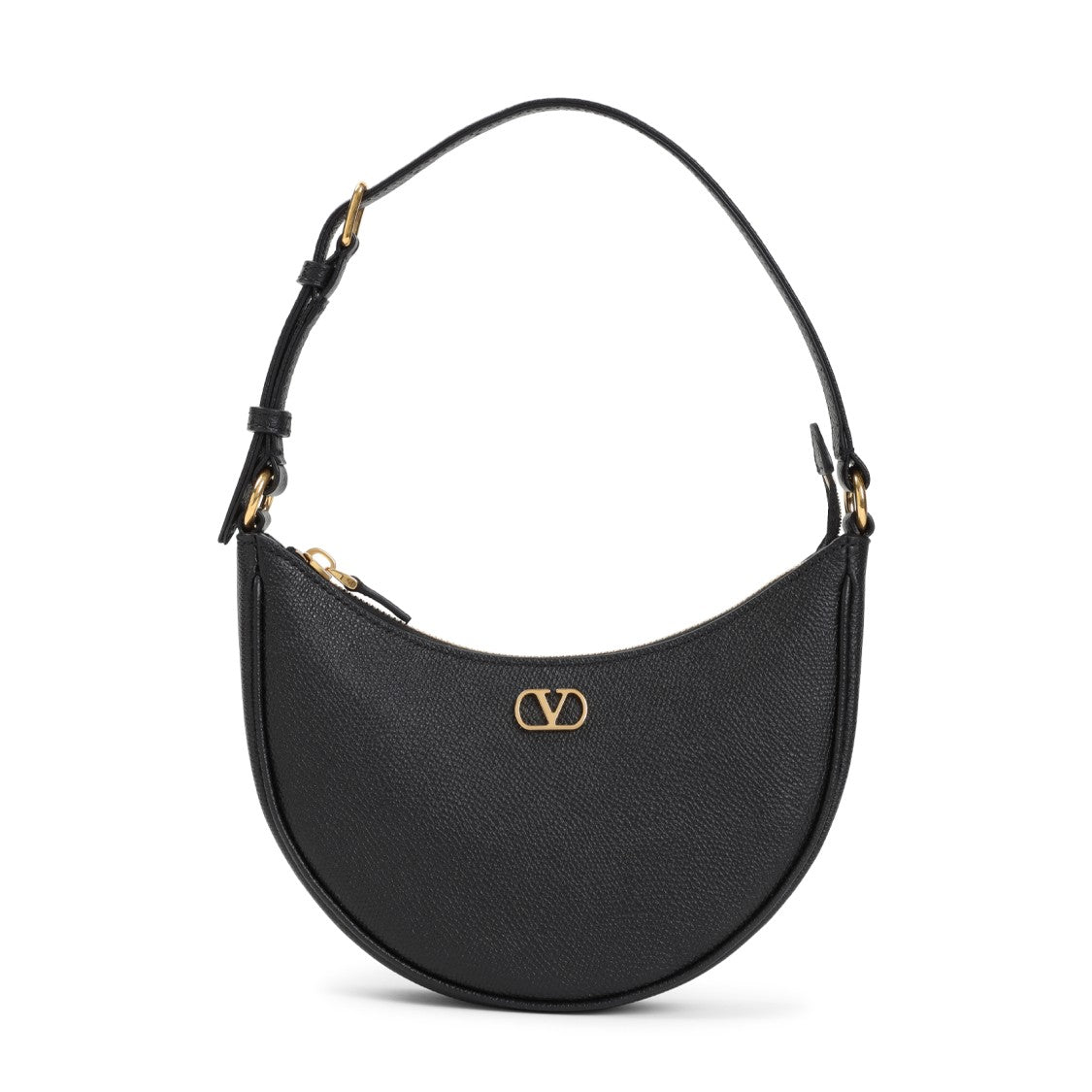 Valentino Garavani Compact Crescent-Shaped Grained Calf Leather Handbag