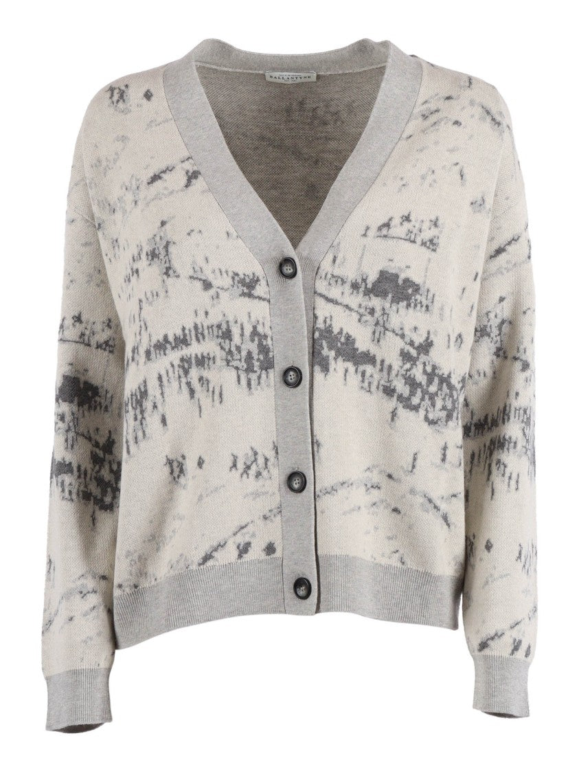 Ballantyne Fine Knit V-Neck Cardigan With Button-Down Front