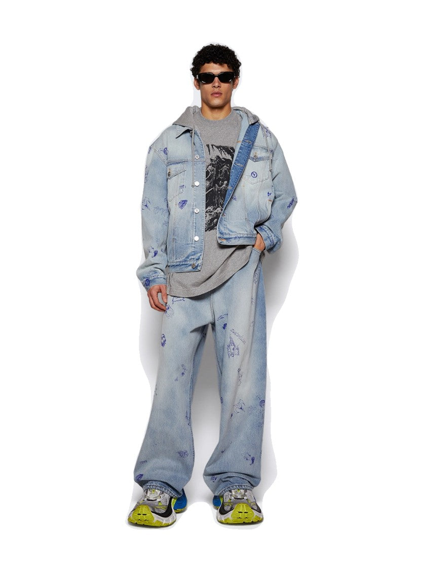 Vetements Scribbled Baggy Jeans Light Blue