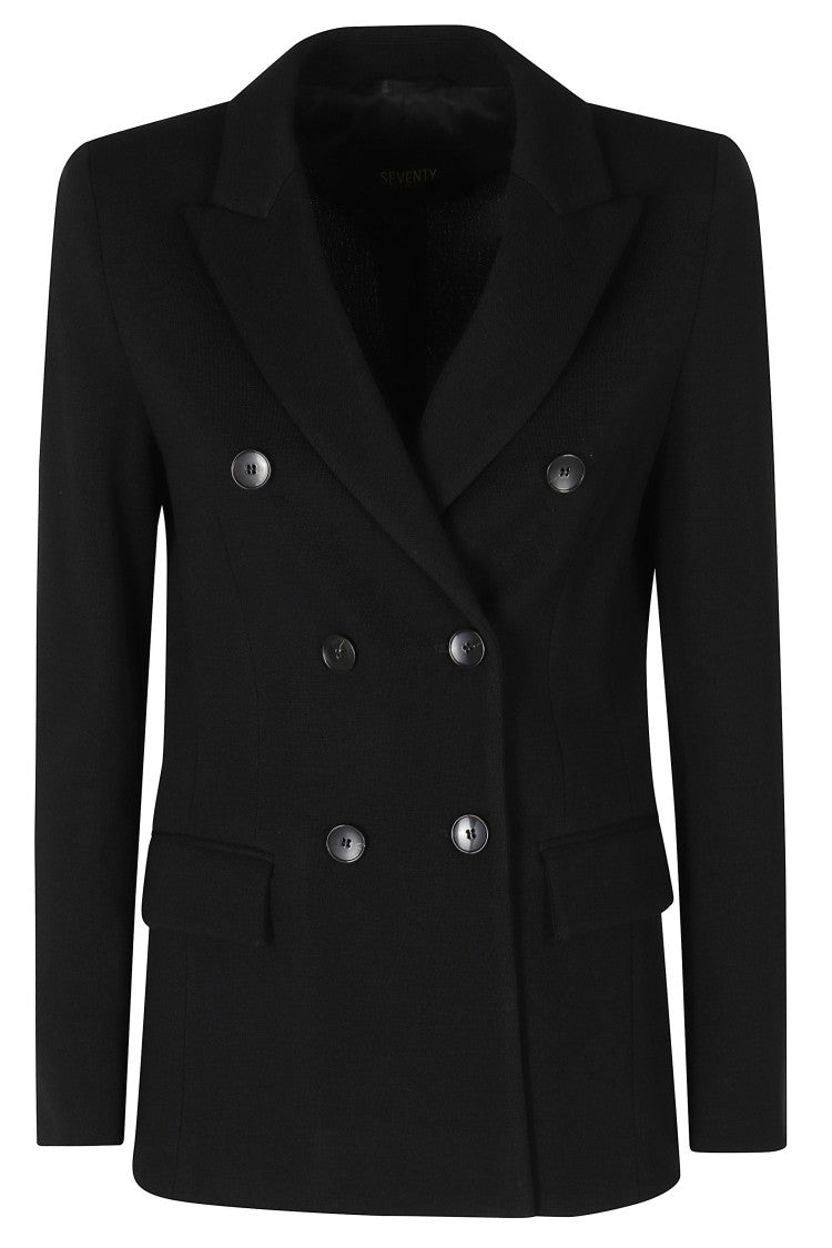 Seventy Black Double-Breasted Lined Acrylic-Blend Jacket