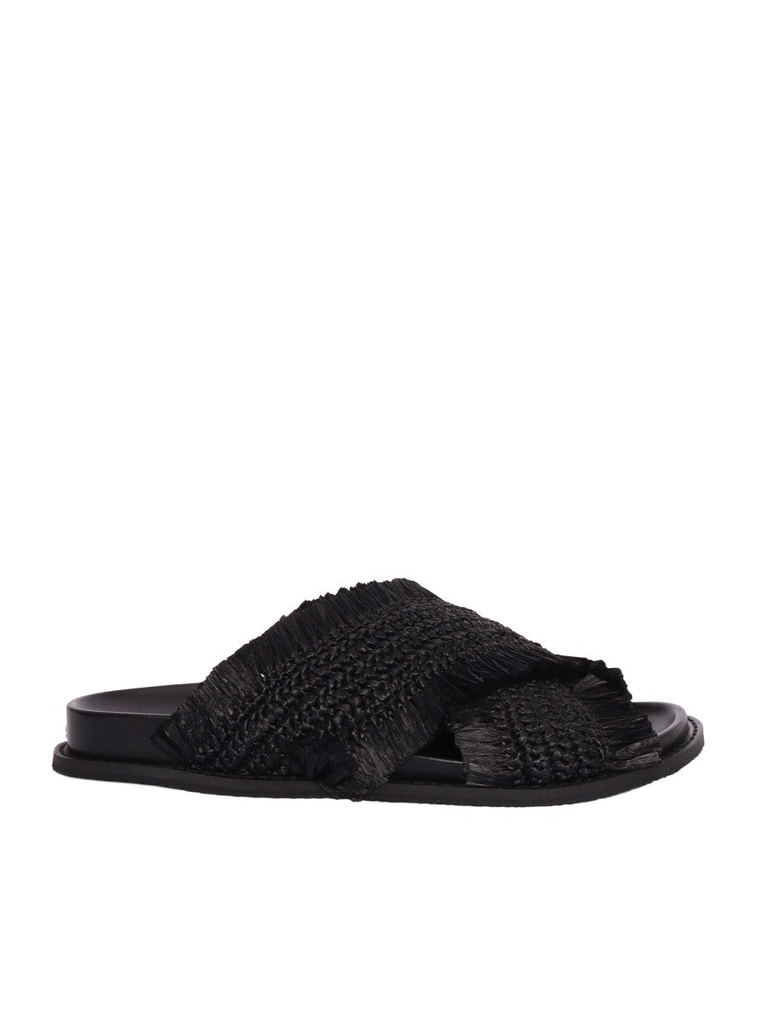Michael Kors Black Peyton Crisscross Flat Sandals