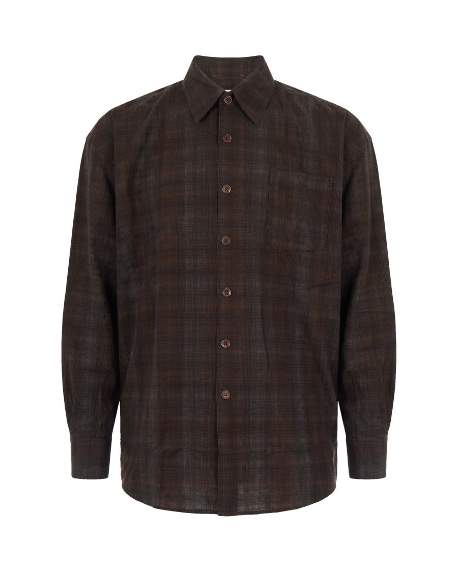 Our Legacy Brown Borrowed More Check Oversized Cotton Shirt