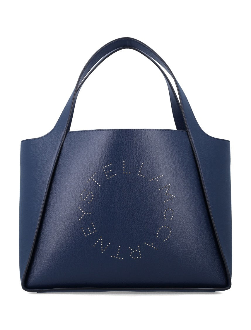 Stella Mccartney Pearl Grey Logo Grainy Embossed Vegan Leather Tote Bag