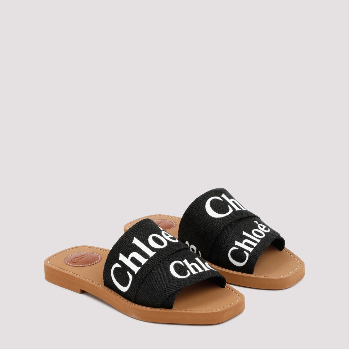 Chloé Black Linen Crisscross Open-Toe Sandals