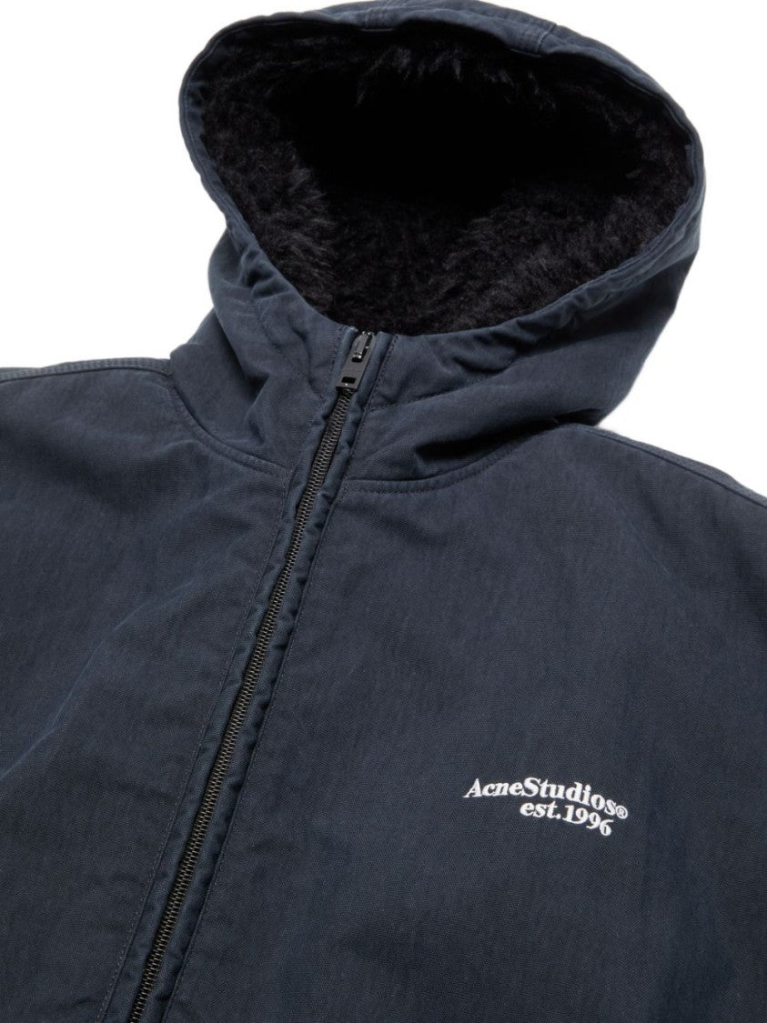 Acne Studios Boxy Cropped Zip-Front Plush-Lined Jacket