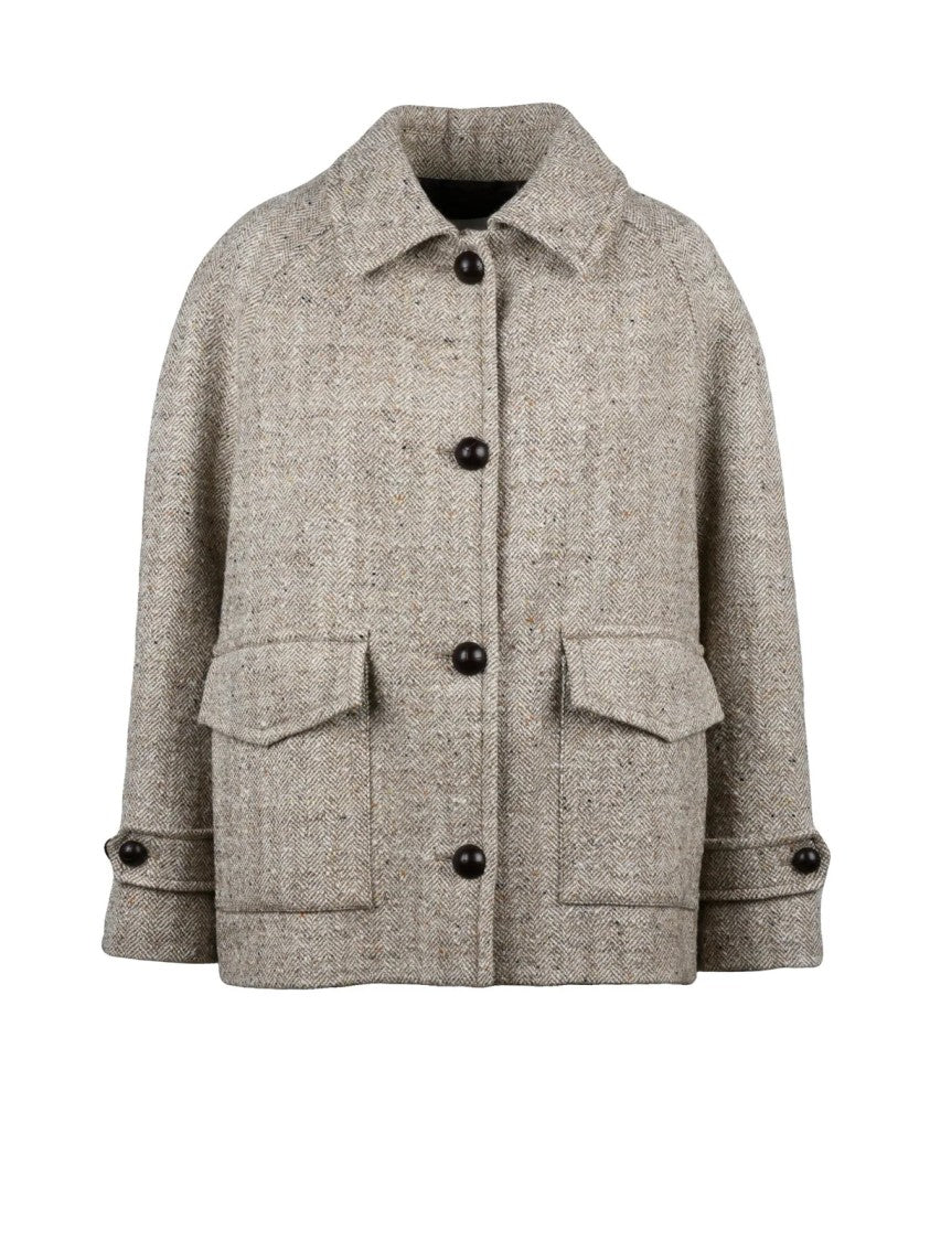 Circolo 1901 Beige Virgin Wool-Blend Short Coat