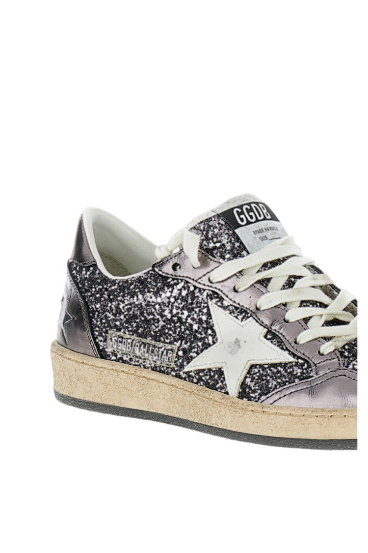 Golden Goose Ice Grey Ballstar Glitter Suede Sneaker