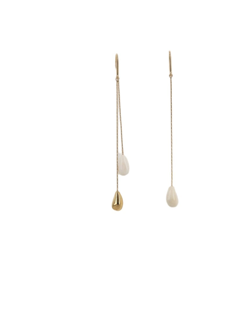 Isabel Marant Asymmetrical Drop Brass Buffalo Bone Earrings