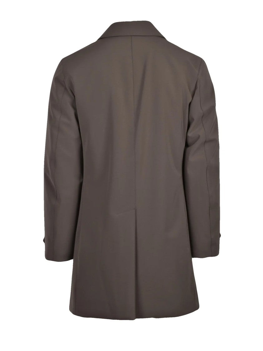 Aspesi Mid-Length Sage Green Raincoat With Buttoned Cuffs And Quilted Interior