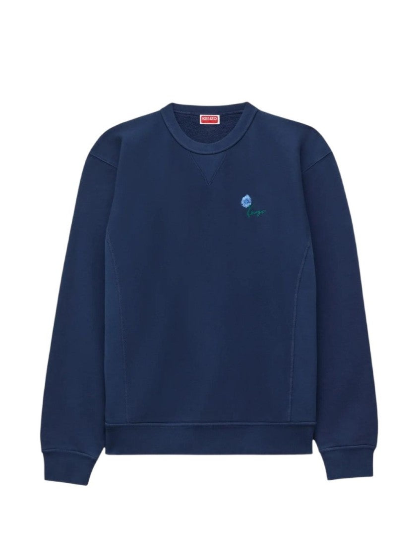 Kenzo Navy Blue Embroidered Crew Neck Sweatshirt