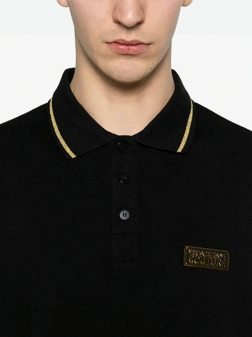 Versace Short Sleeve Black Polo Shirt