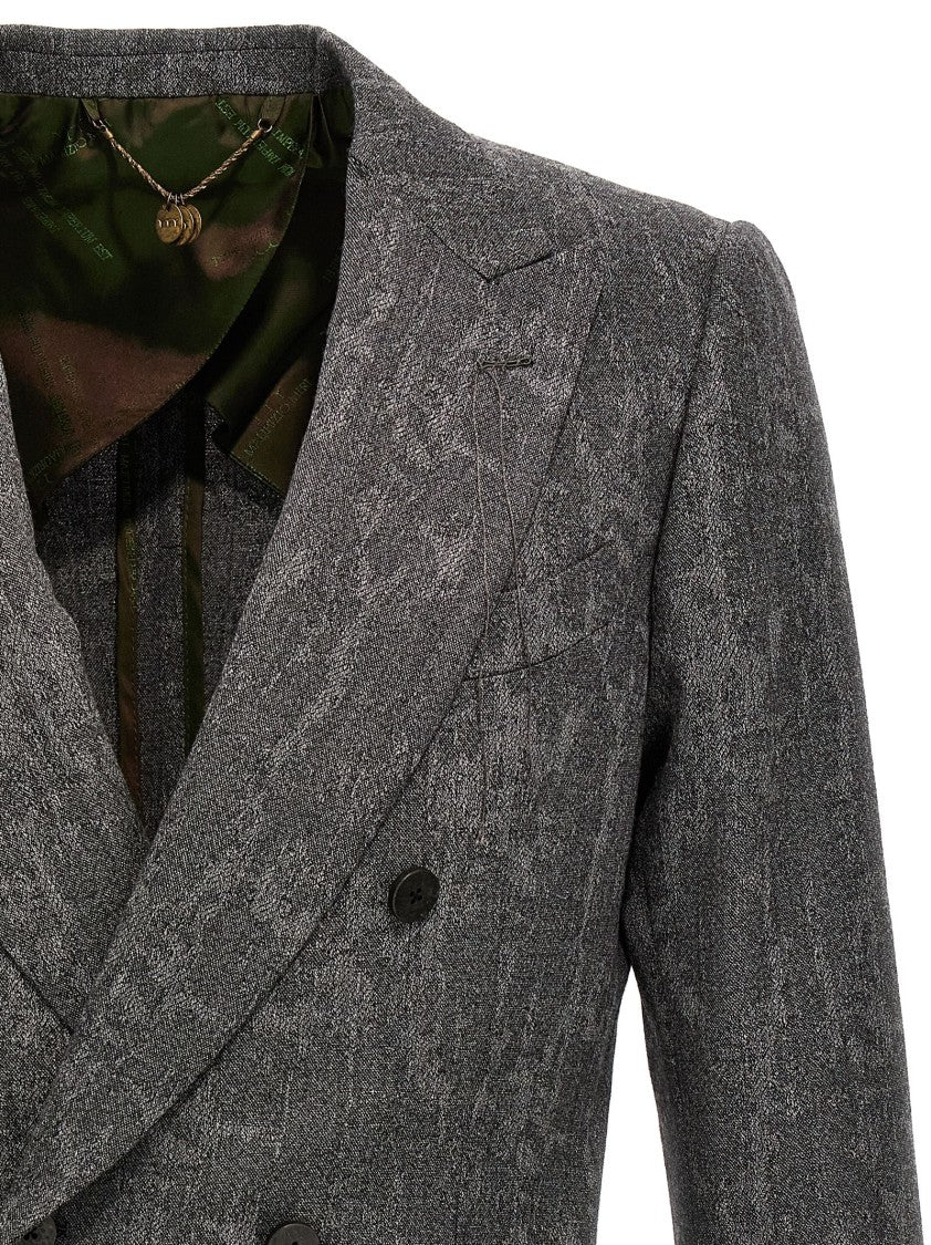 Maurizio Miri Double-Breasted Wool Blazer With Textured Finish