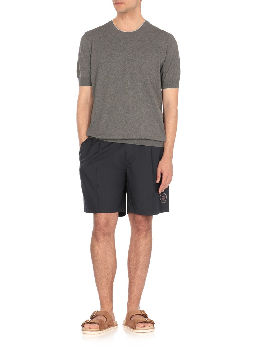 Brunello Cucinelli Grey Cotton Knit Top