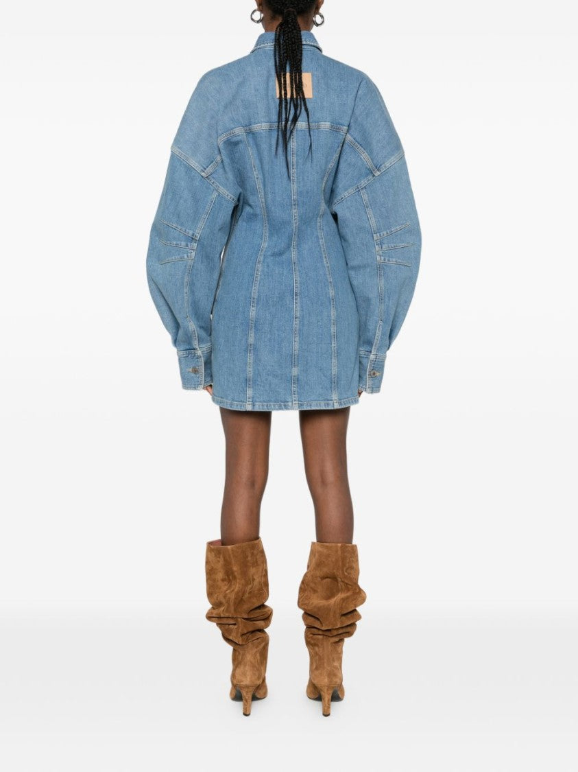The Attico Denim Jacket Dress With Button-Down Front