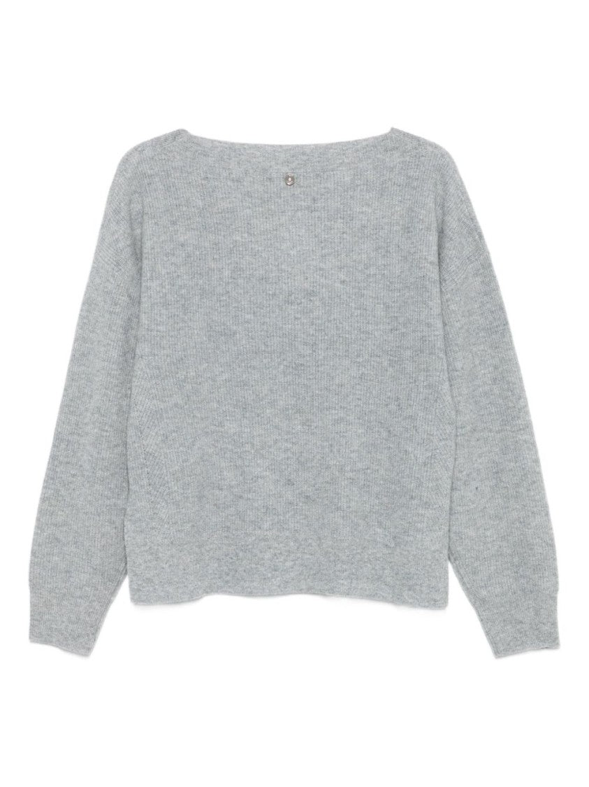 Liu Jo Wool-Cashmere Blend Gray Sweater With Relaxed Fit