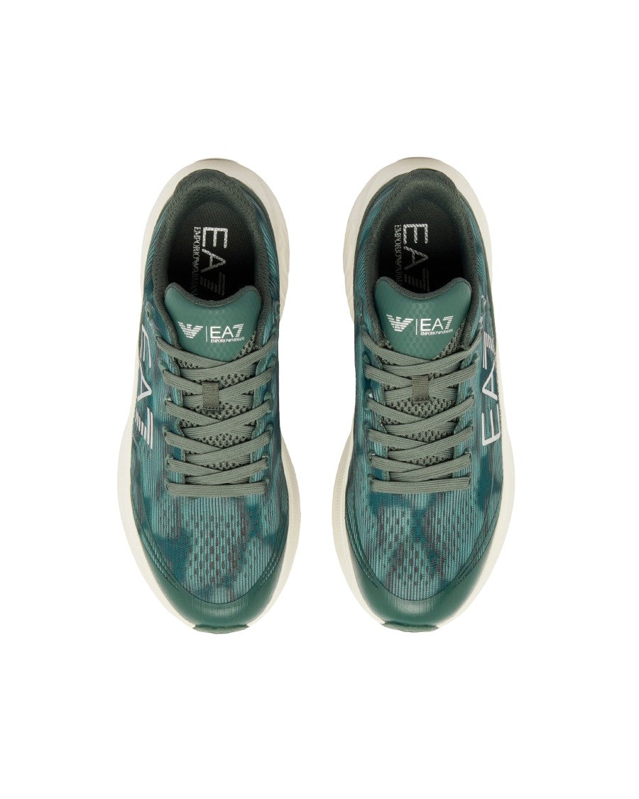 Ea7 Emporio Armani Wave Pattern Running Sneakers With Reflective Details