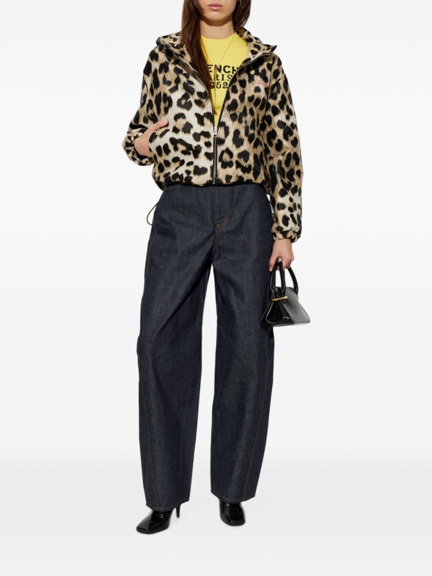 Givenchy Multicolor Leopard Print Hooded Drawstrings Jacket
