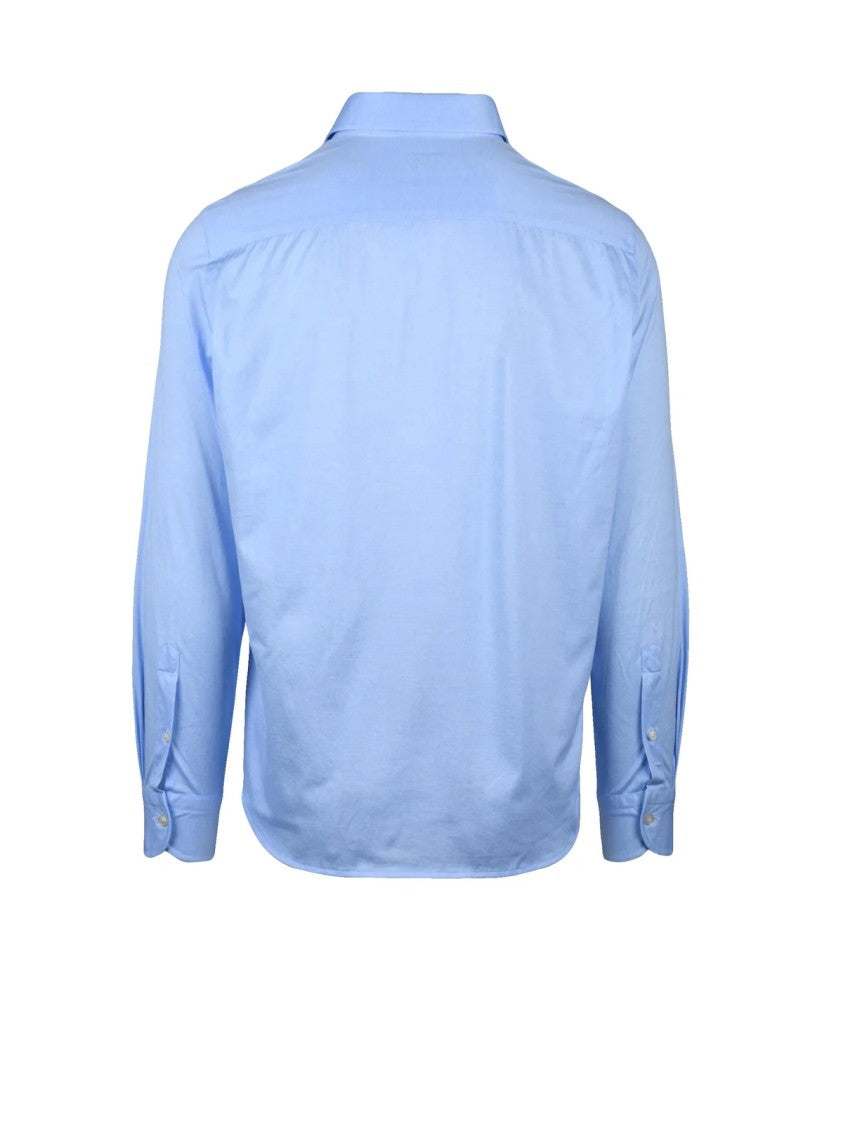 Sonrisa Fior Di Cotone Light Blue Button-Down Shirt With Pointed Collar And Regular Fit
