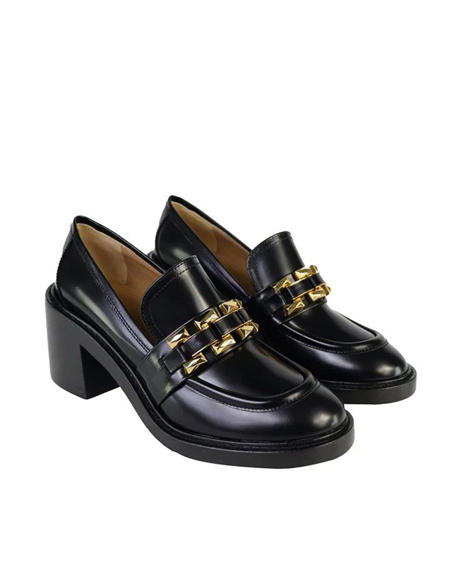 Roberto Festa Black Leather Loafers With Chunky Heel