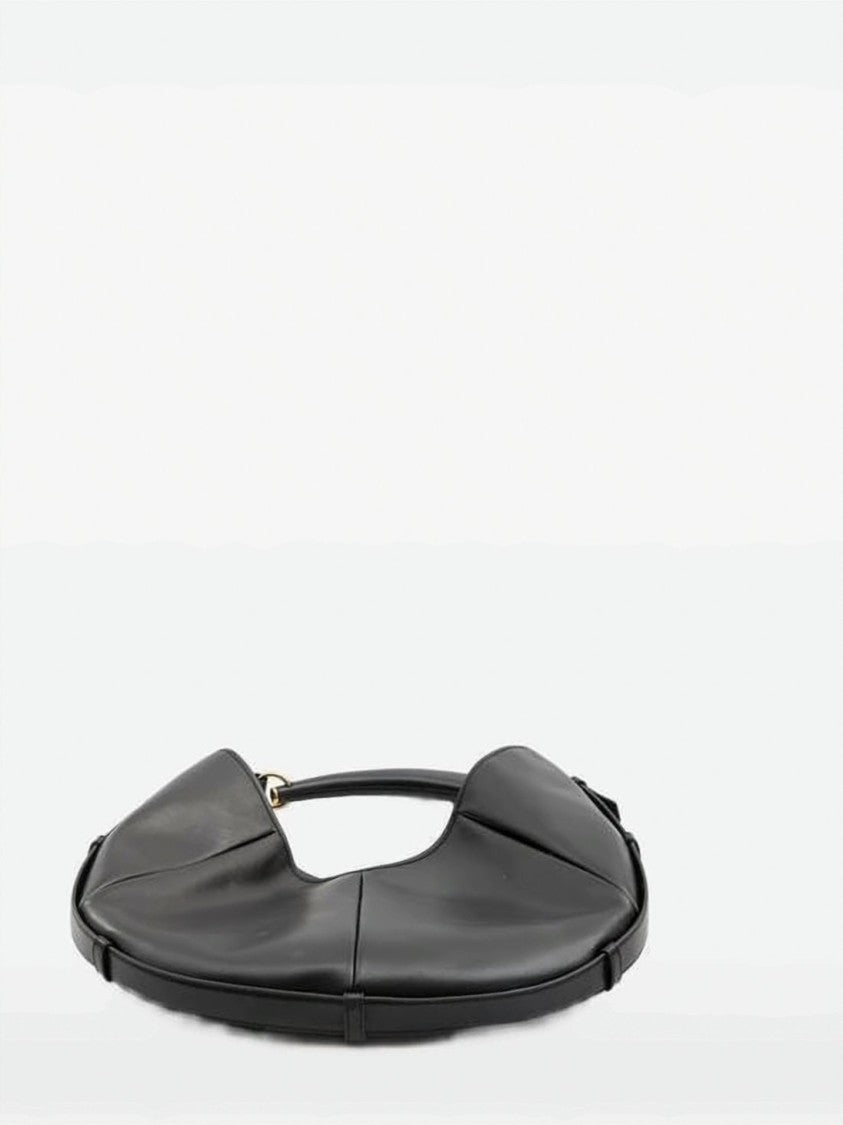 Saint Laurent Crescent Shape Calf Leather Shoulder Bag With Gold-Tone Hardware