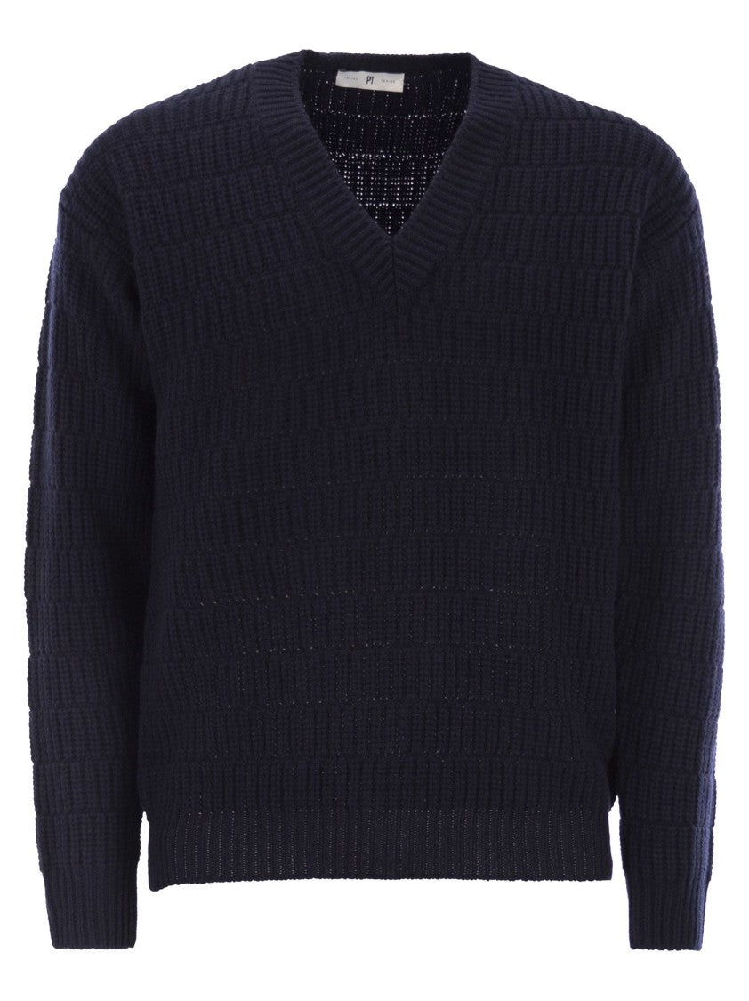 Pt Torino Wool Sweater With V-Neck