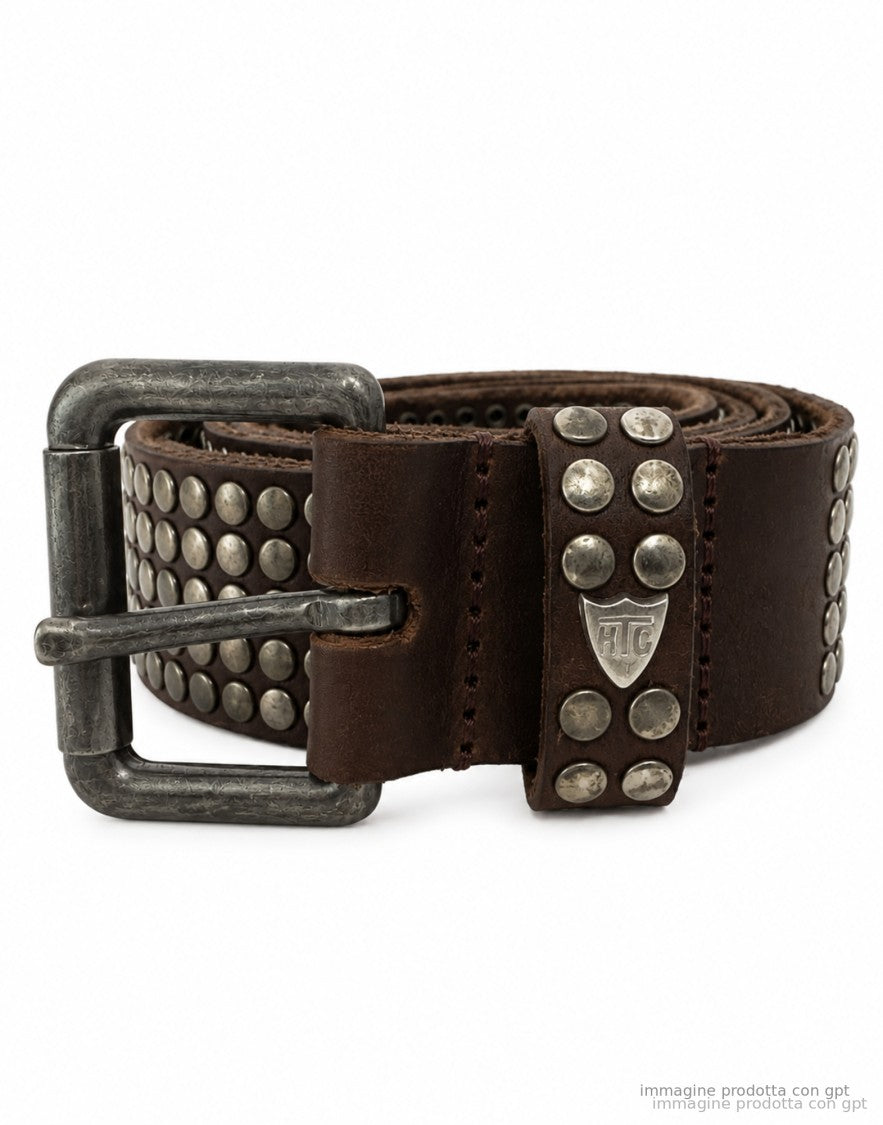 Htc Los Angeles Brown Studded Leather Belt