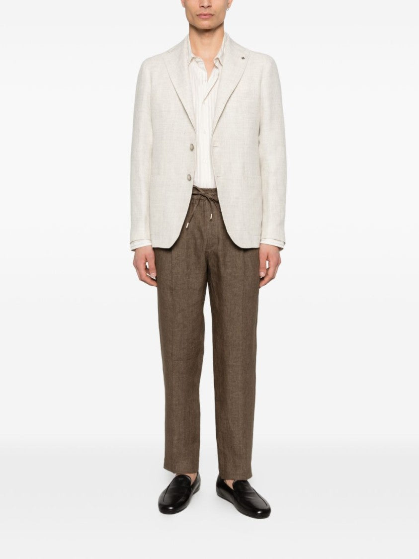 Tagliatore Beige Linen Wool Blend Blazer