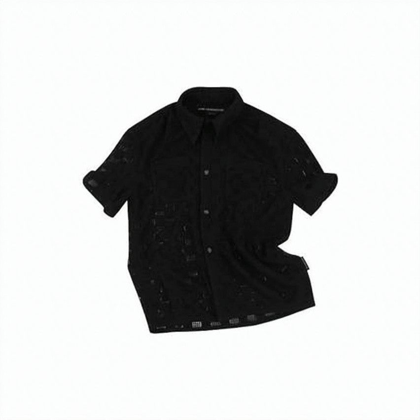 Andersson Bell Textured Black Button-Up Shirt With Classic Collar