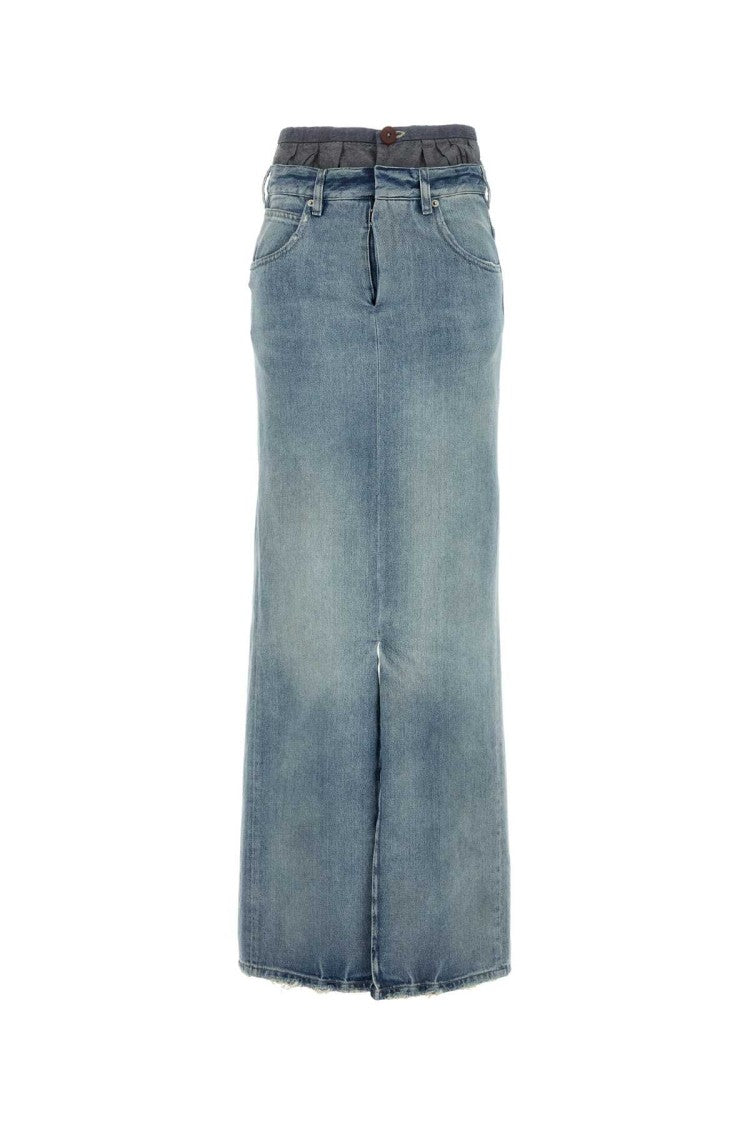 Maison Margiela High-Waist Denim Skirt With Subtle Back Slit