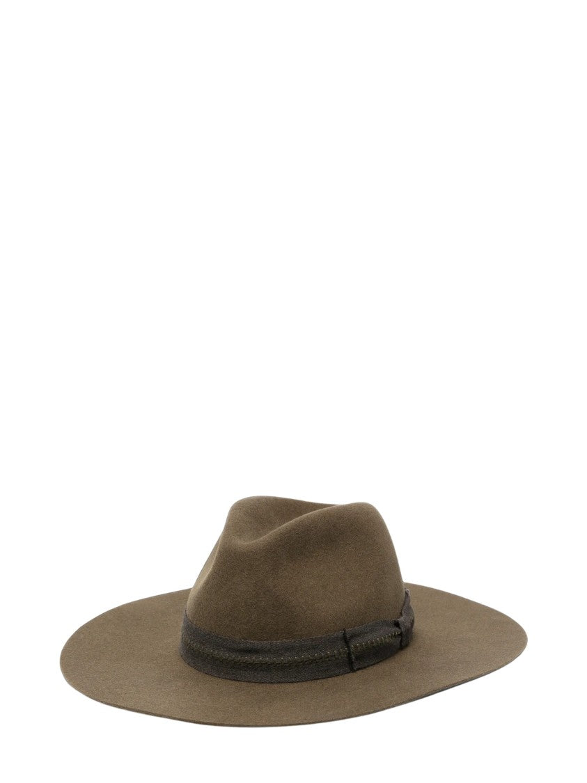 Golden Goose Beige Flat-Brim Fedora Hat