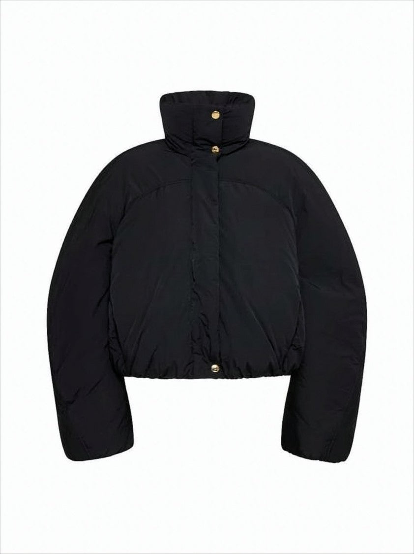 Jacquemus Cropped Black Puffer Jacket With Oversized Sleeves