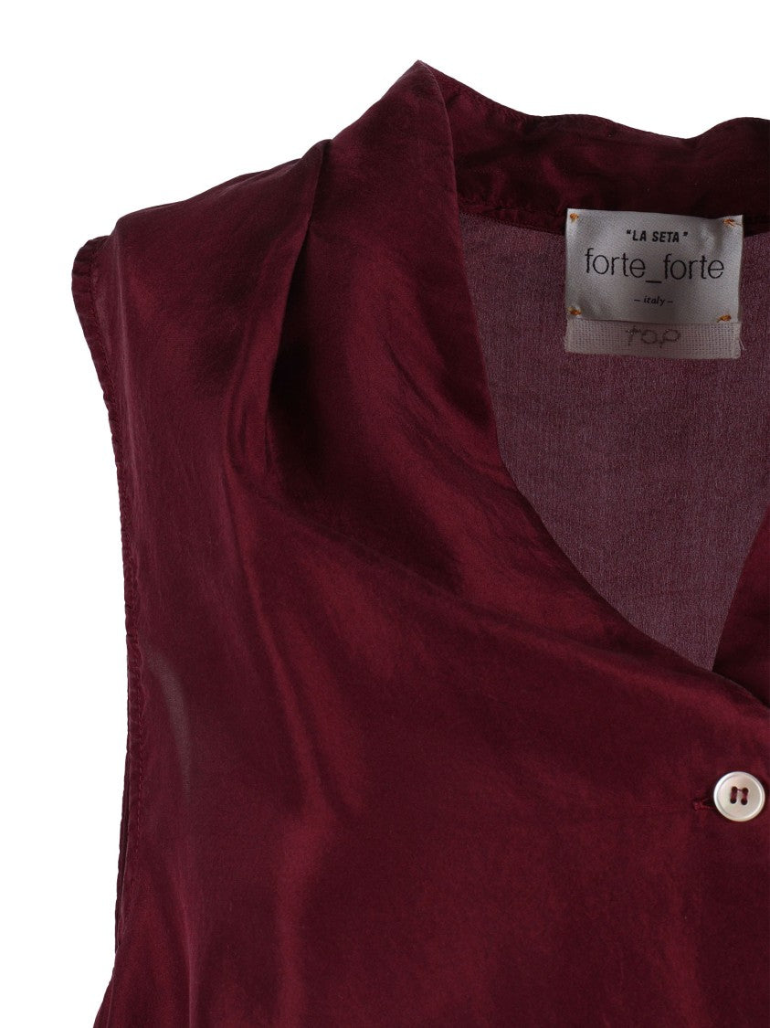 Forte Forte Deep V-Neck Sleeveless Silk Top With Asymmetrical Hem