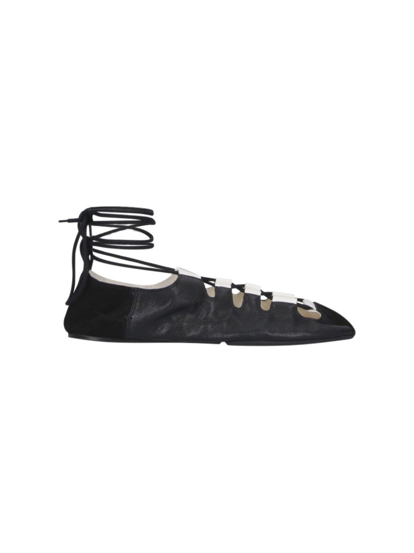 Alaïa Black Pointed Toe Cut-Out Ankle Flats