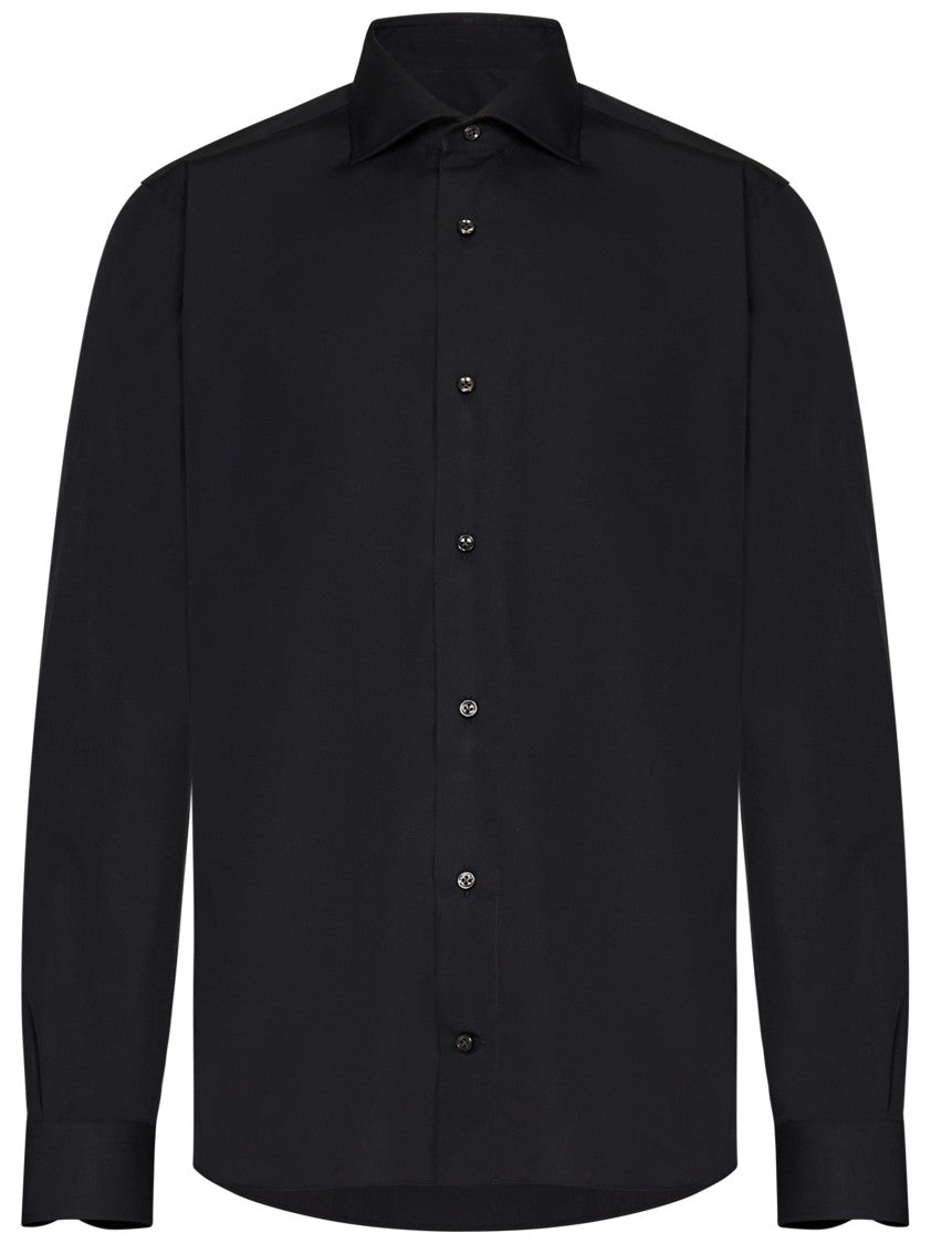 Franzese Collection Tailored Black Shirt With Mother-Of-Pearl Buttons