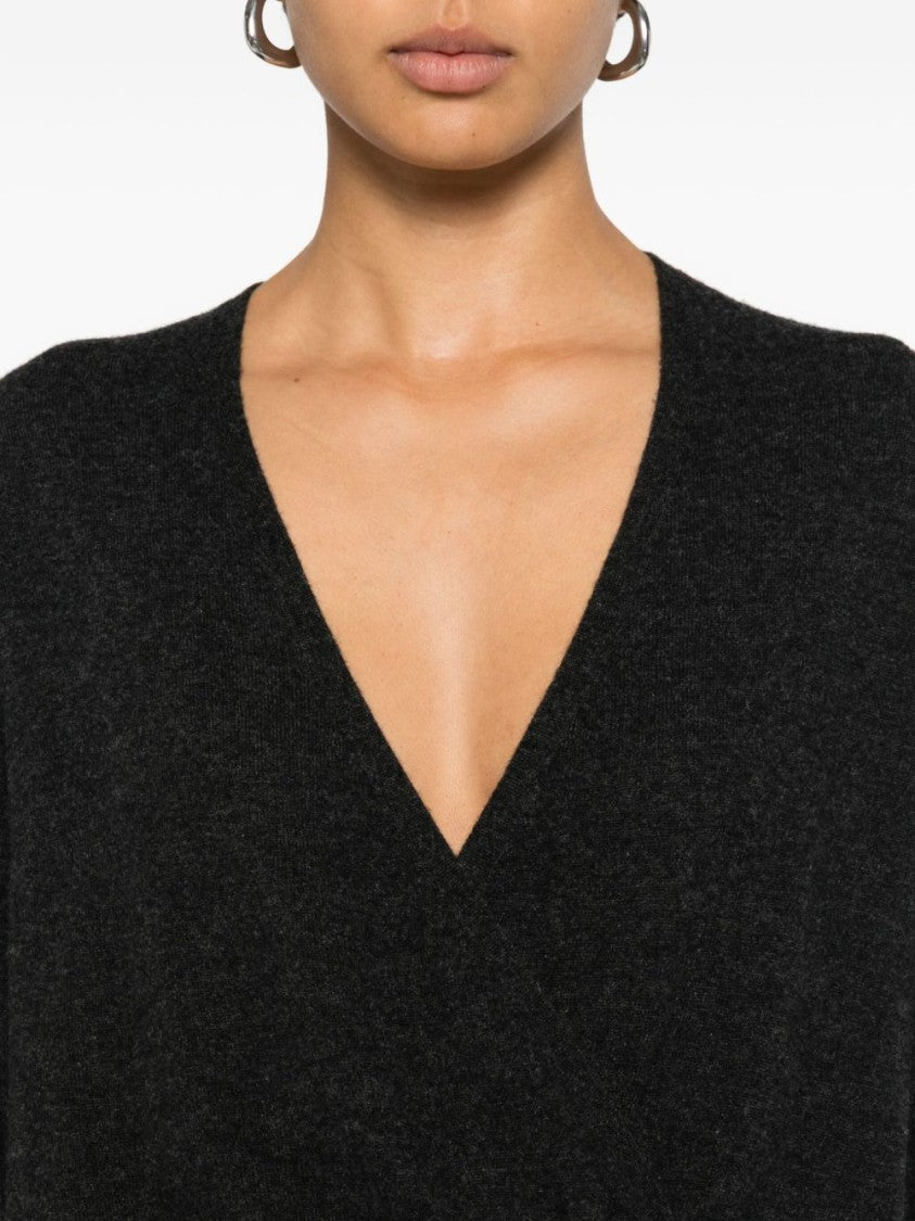 Ivory Paris Wrap-Style Cashmere Sweater With V-Neckline