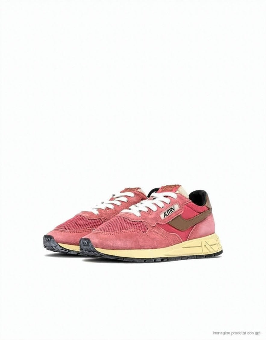 Autry Retro-Inspired Pink Suede And Mesh Sneakers