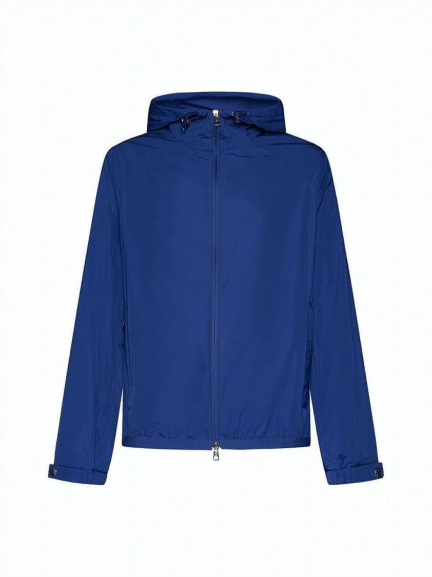 Moncler Cropped Blue Jacket With Graphic Print Design