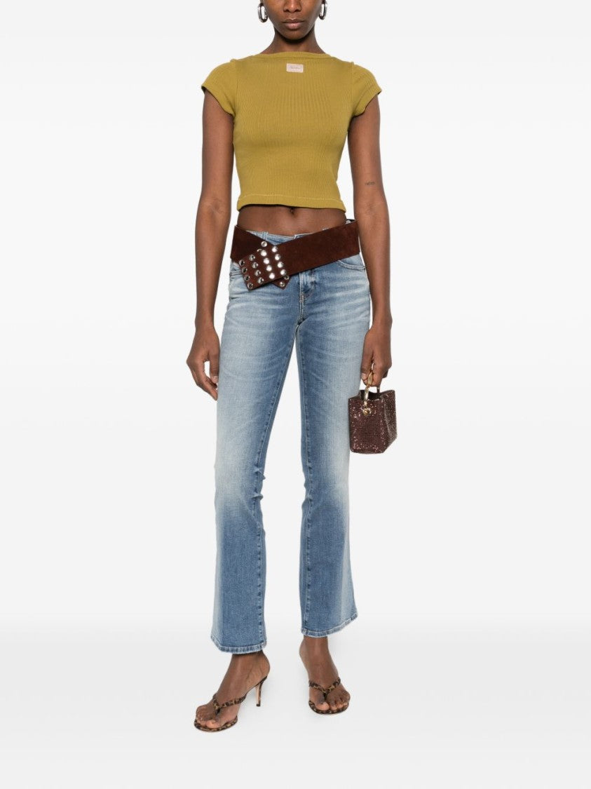 Diesel Faded Blue Denim Jeans With Flared Silhouette