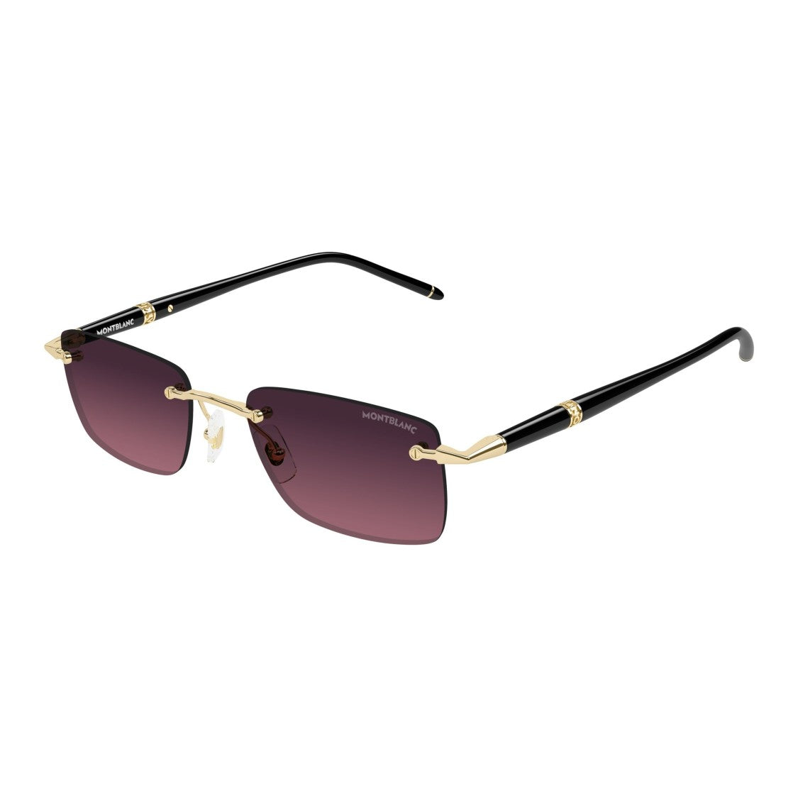 Montblanc Rectangular Rimless Sunglasses With Gradient Purple Lenses