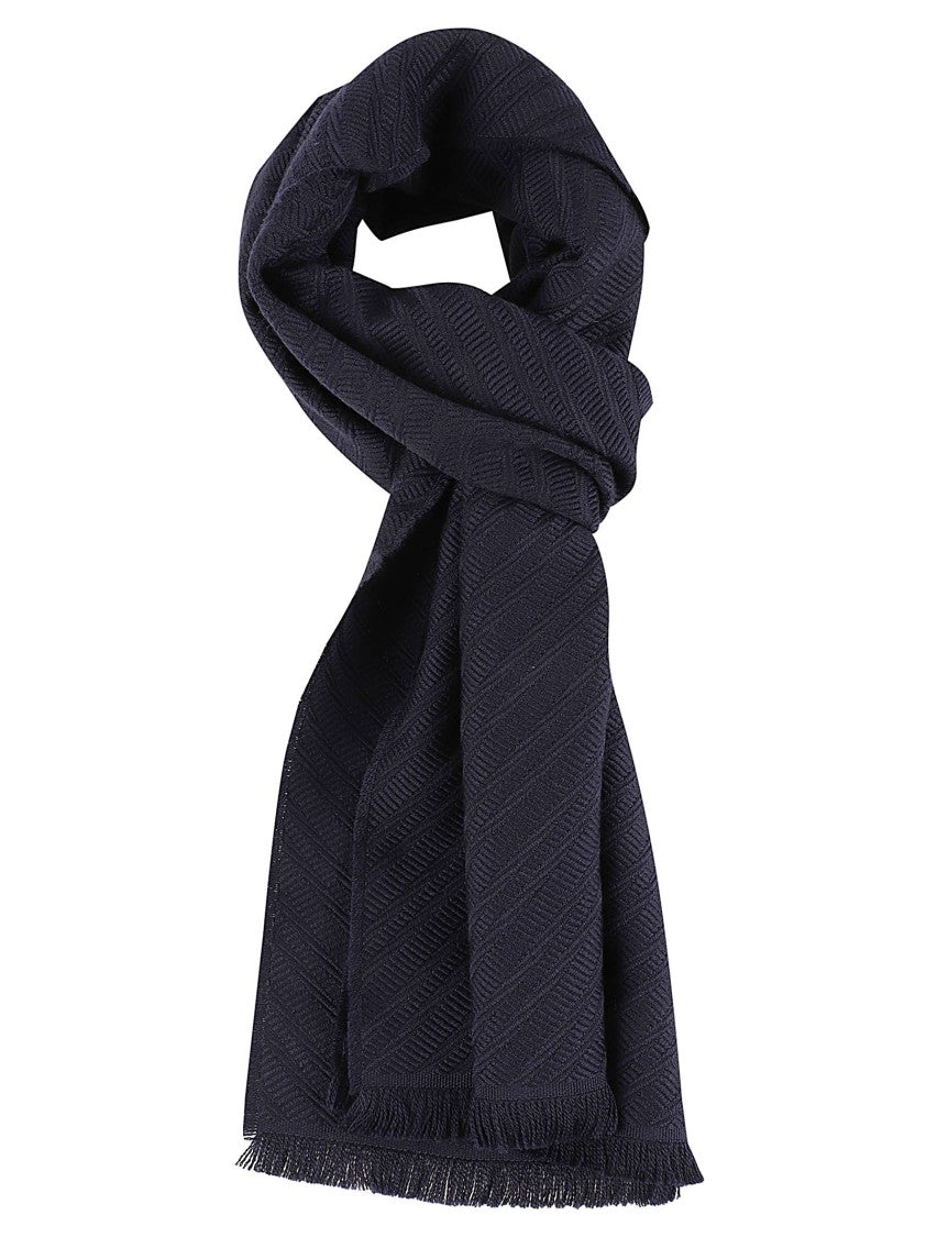 Emporio Armani Herringbone Pattern Virgin Wool Scarf