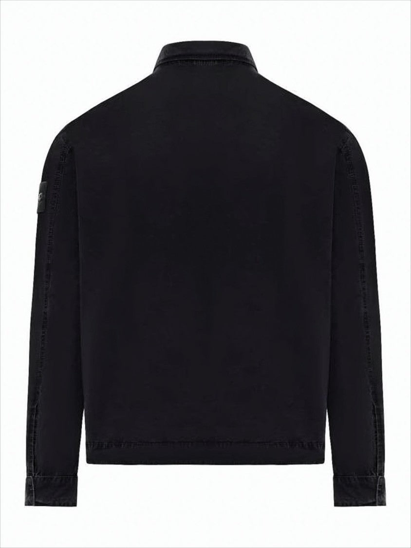Stone Island Long-Sleeve Black Shirt With Front Zipper
