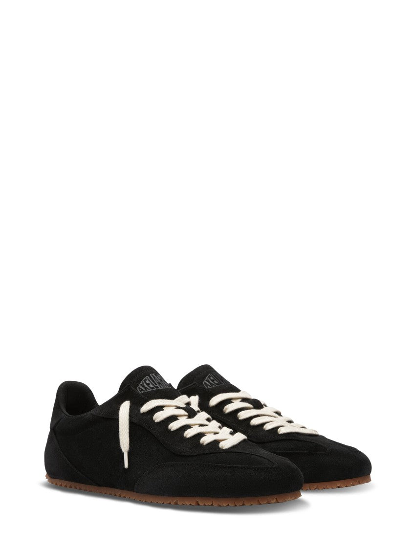 Axel Arigato Low-Profile Black Suede Sneakers With Textured Gum Sole