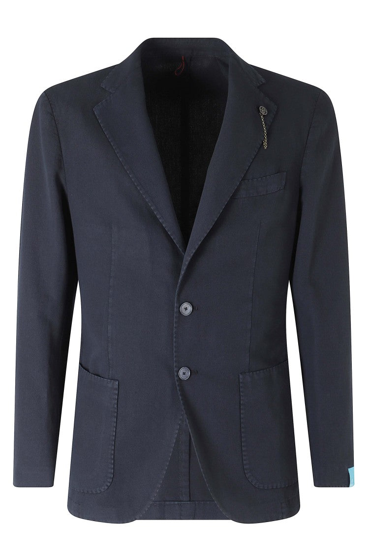 Santaniello Blue Ice Cotton Gabardine Single-Breasted Jacket