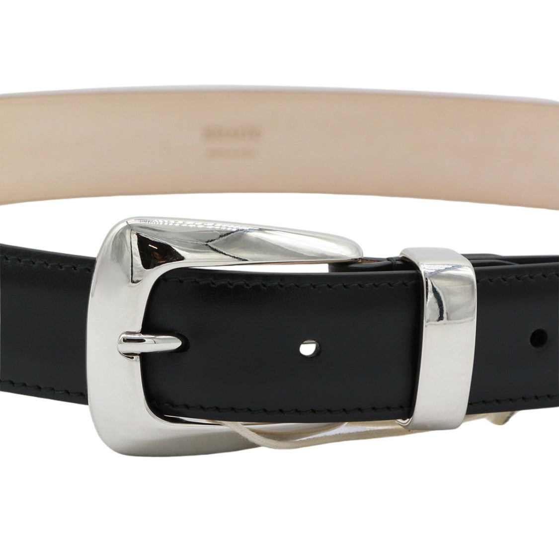 Khaite Smooth Black Silver Buckle Belt