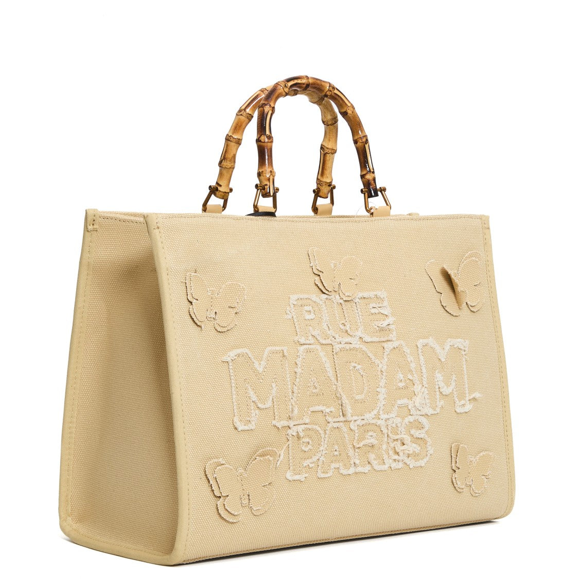 Rue Madame Canvas Tote With Embroidered Butterflies